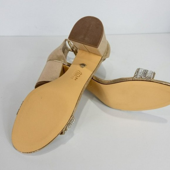 Nina Elenora Rhinestone Embellished Dress Sandals Taupe -9 - Picture 12 of 12